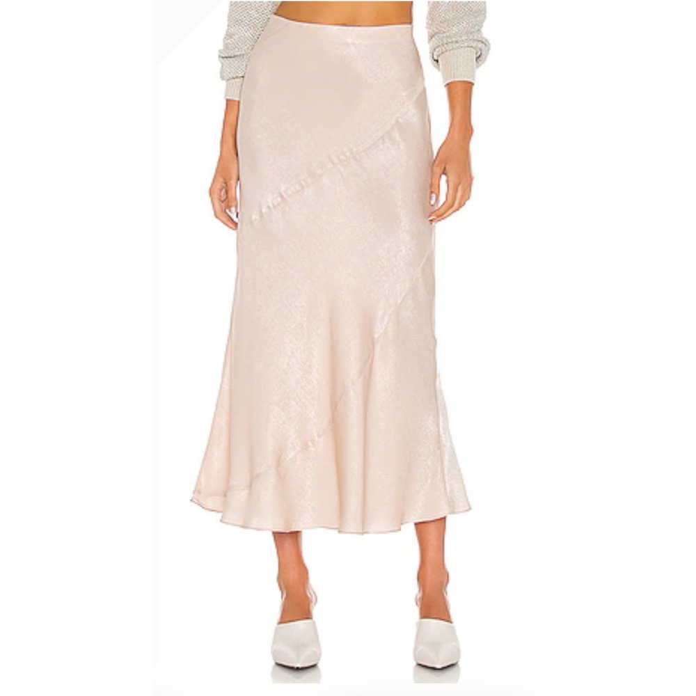 BB Dakota by Steve Madden Satin-Look Bias Cut Midi Skirt Beige XS